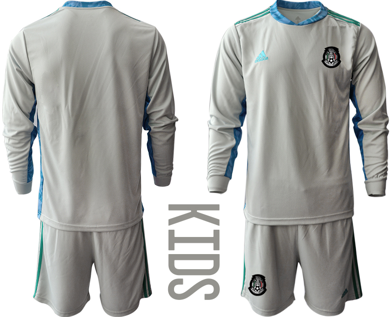 Youth 2020-2021 Season National team Mexico goalkeeper Long sleeve grey Soccer Jersey